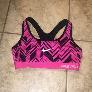 Nike pink striped sports bra